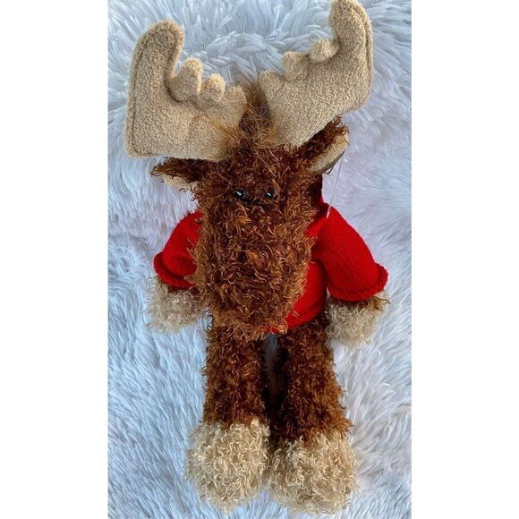 NWT Animal Adventure Soft Plush Moose In Christmas Snowflake Sweater - Picture 5 of 13